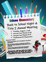 Edison Back to School Night & Title I Annual Meeting