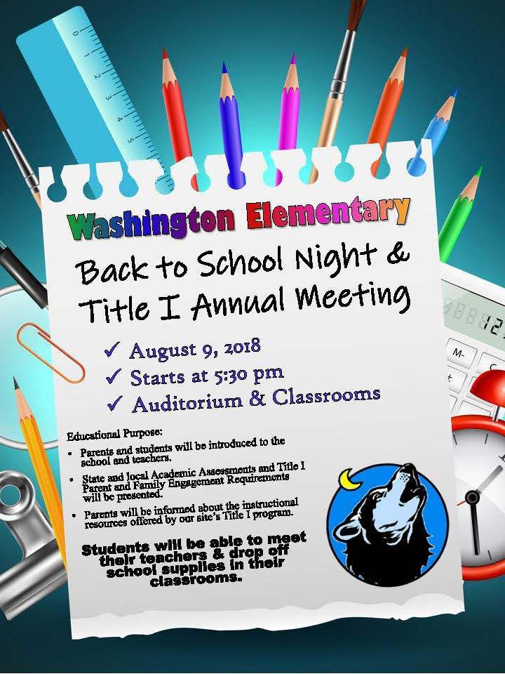 Washington Back to School Night & Title I Annual Meeting