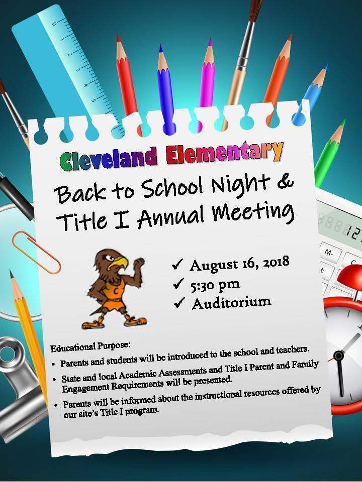 Cleveland Back to School Night & Title I Annual Meeting