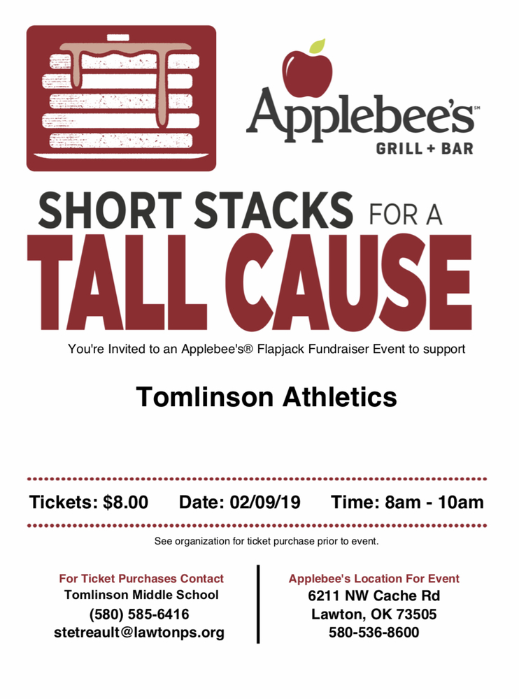 Tomlinson Athletics Fundraiser at Applebee's.
