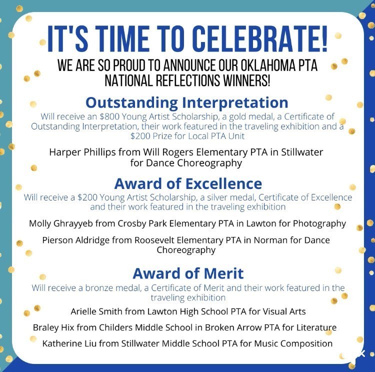 Oklahoma PTA National Reflections Winners Lawton Public Schools