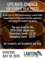 2019-2020 New Lunch Prices