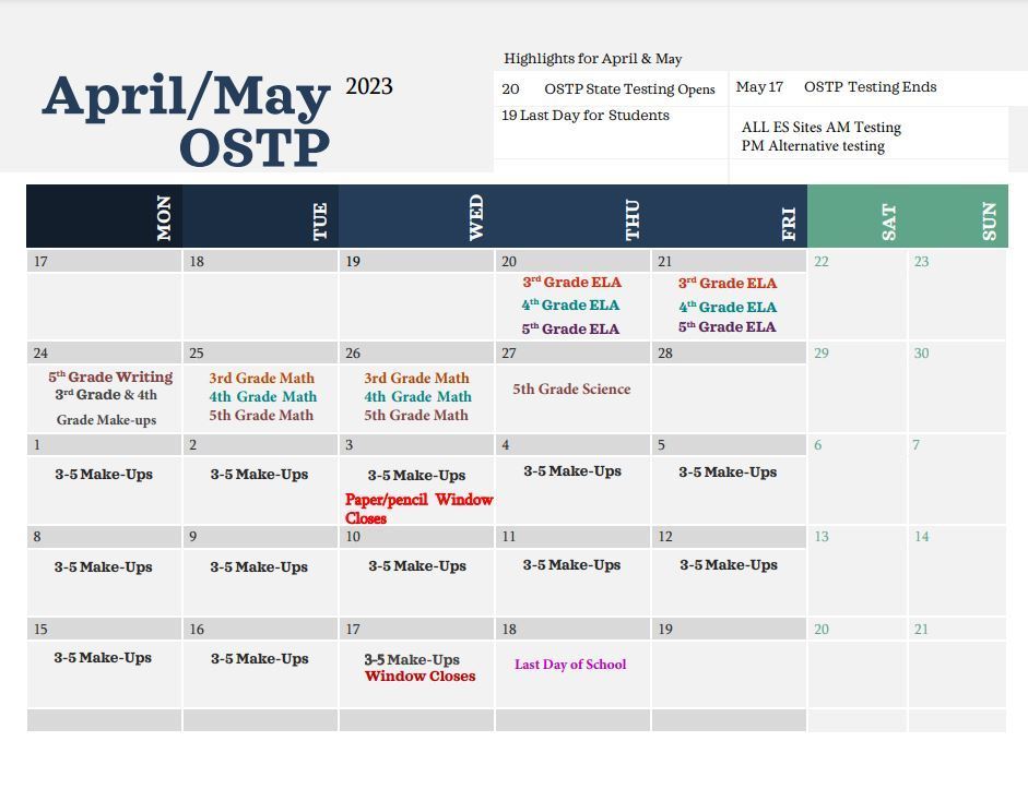 OSTP Calendar