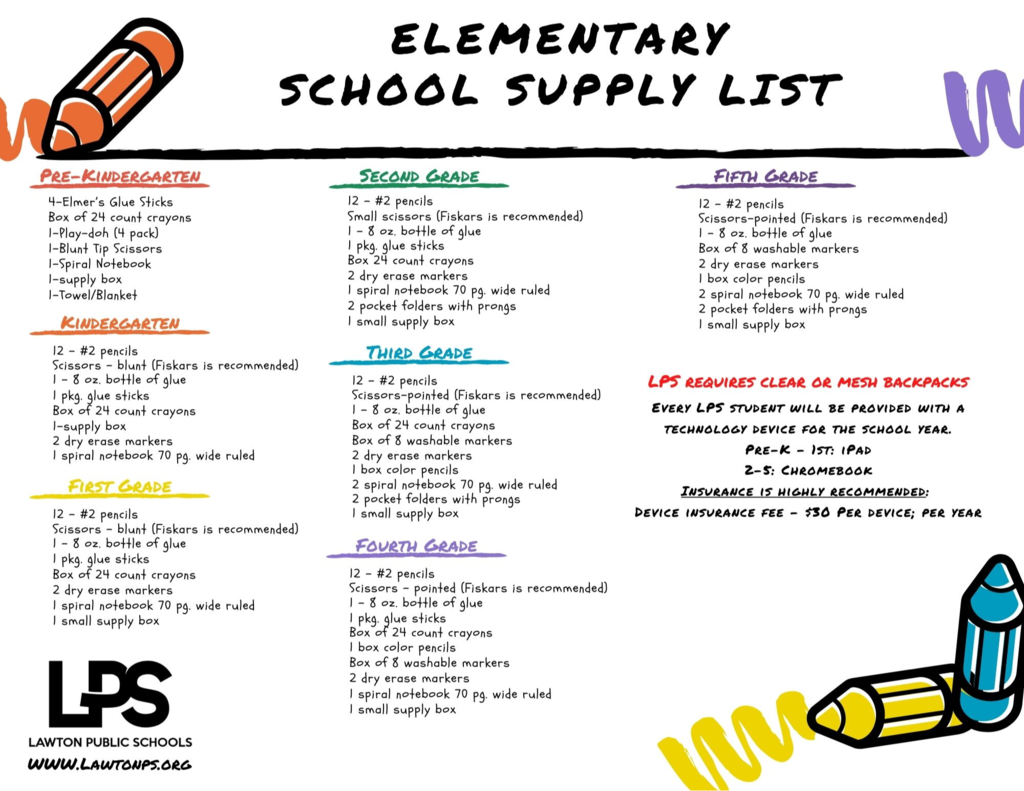 School supply list